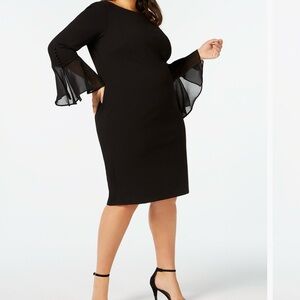 Elegant Black Dress with Flared Sleeves